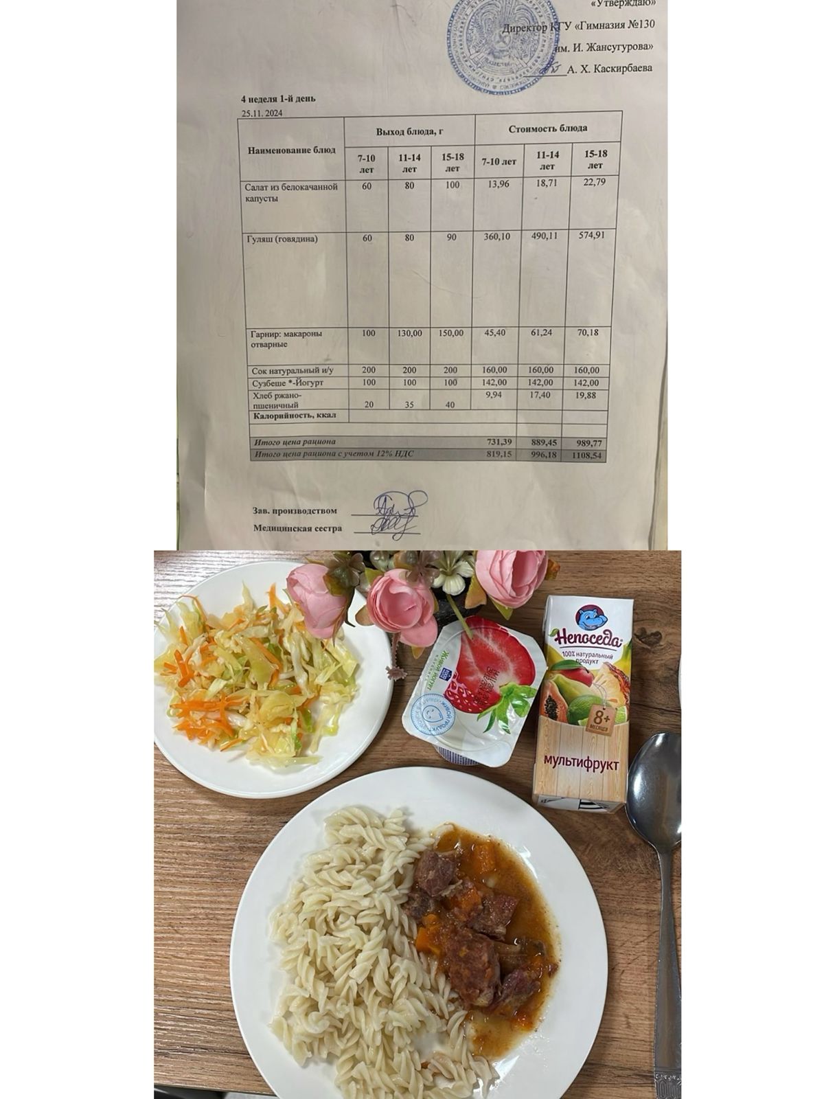 2024 жылдың 25 қарашаға арналған Ас мәзірі