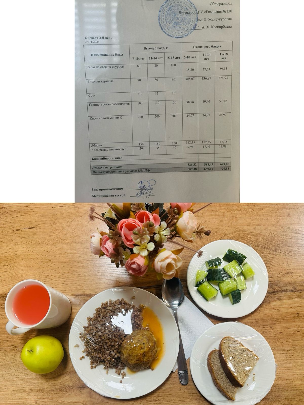 2024 жылдың 26 қарашаға арналған Ас мәзірі
