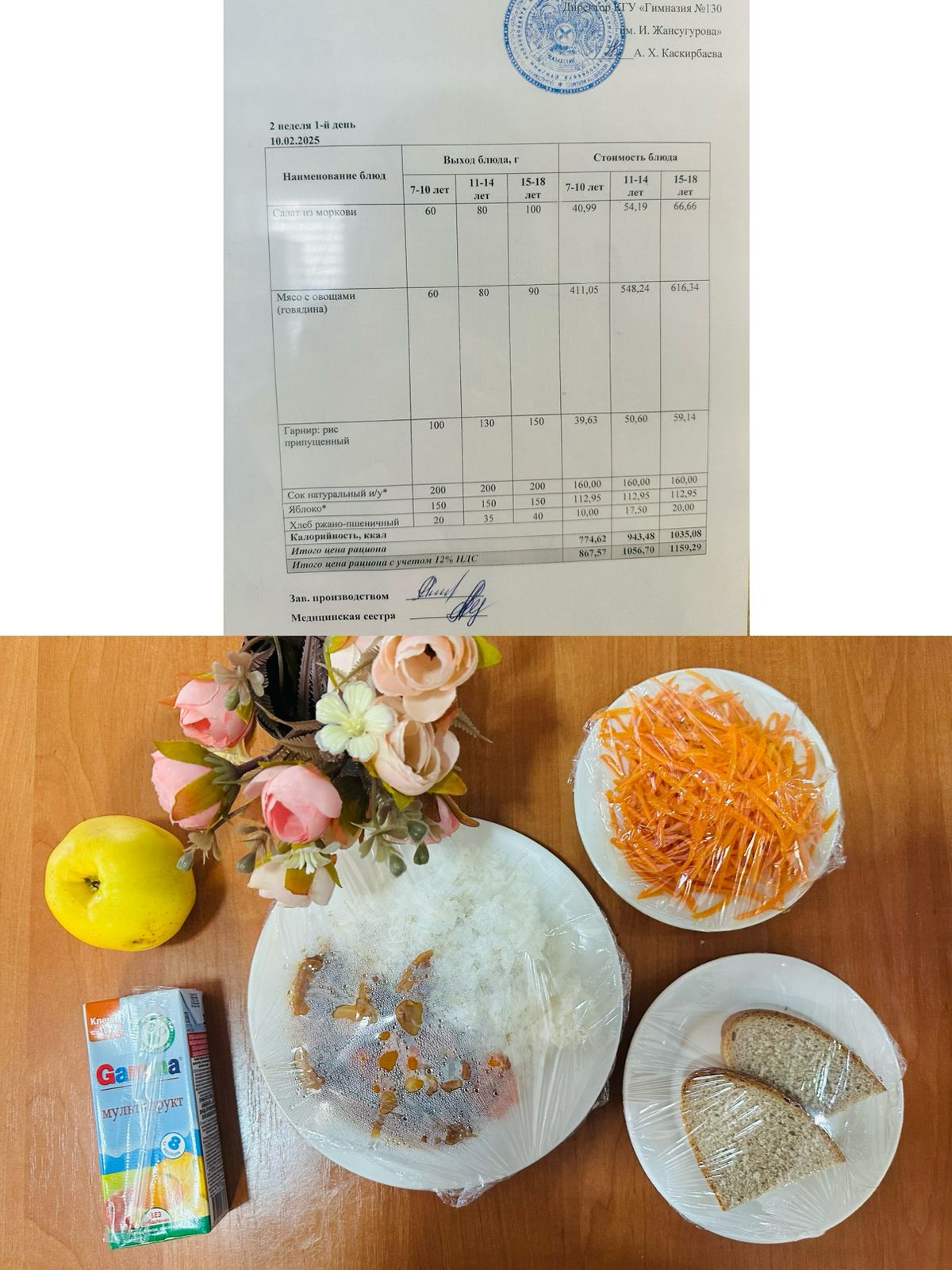 2025 жылдың 10 ақпанға арналған Ас мәзірі
