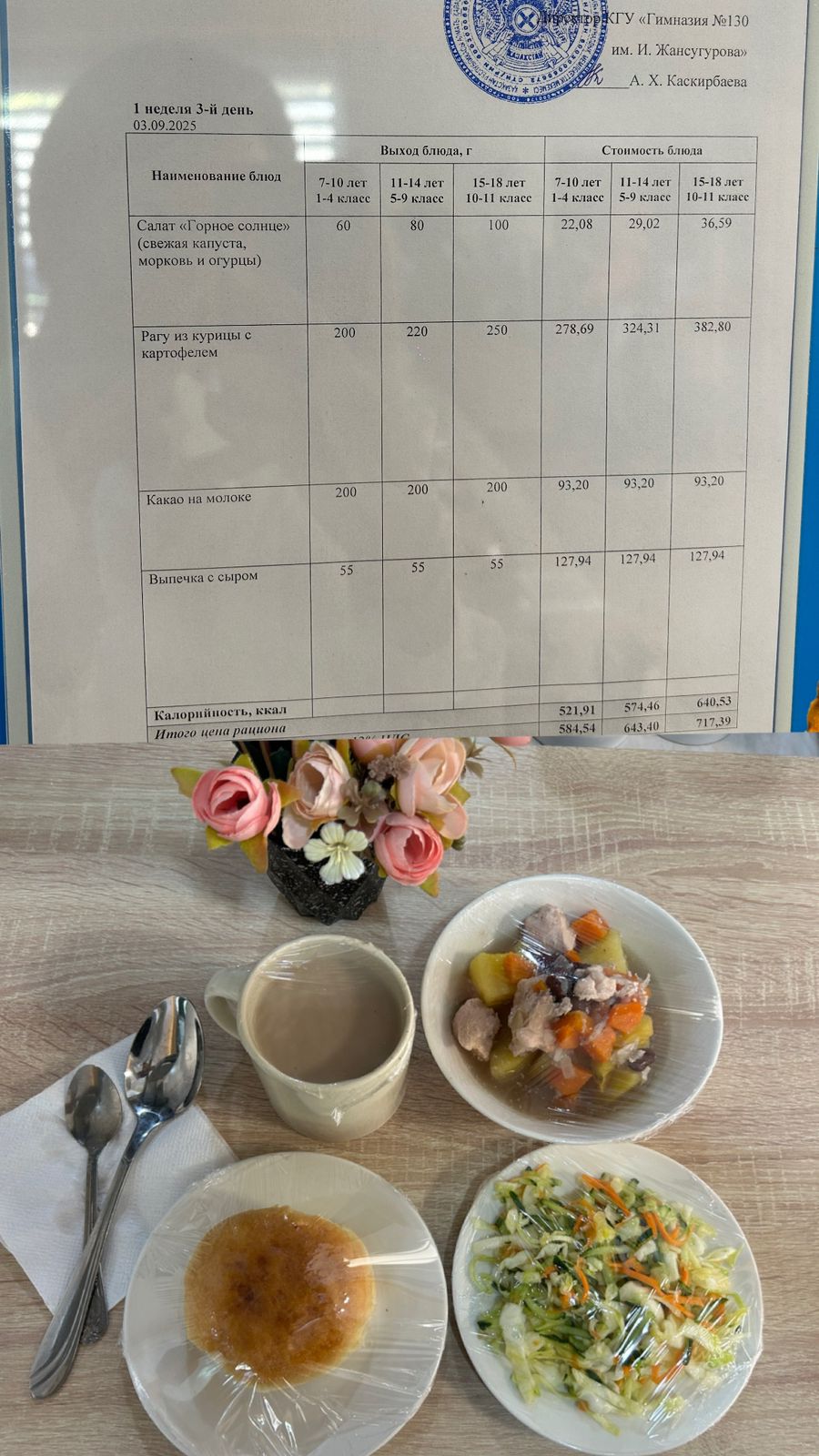 2025 жылдың 3 қыркүйегіне арналған Ас мәзірі