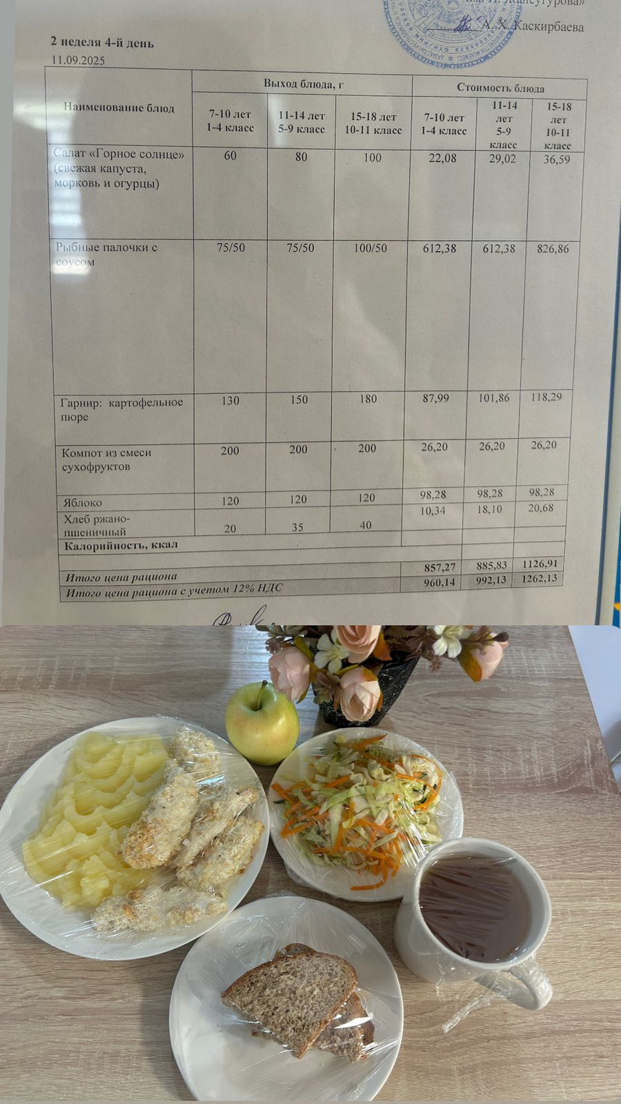 2025 жылдың 11 қыркүйегіне арналған Ас мәзірі