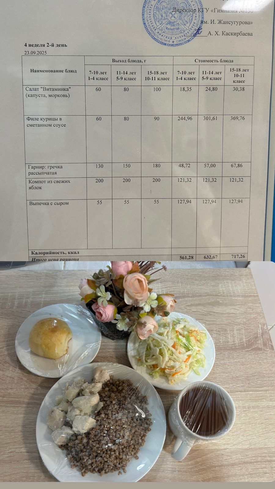 2025 жылдың 23 қыркүйегіне арналған Ас мәзірі