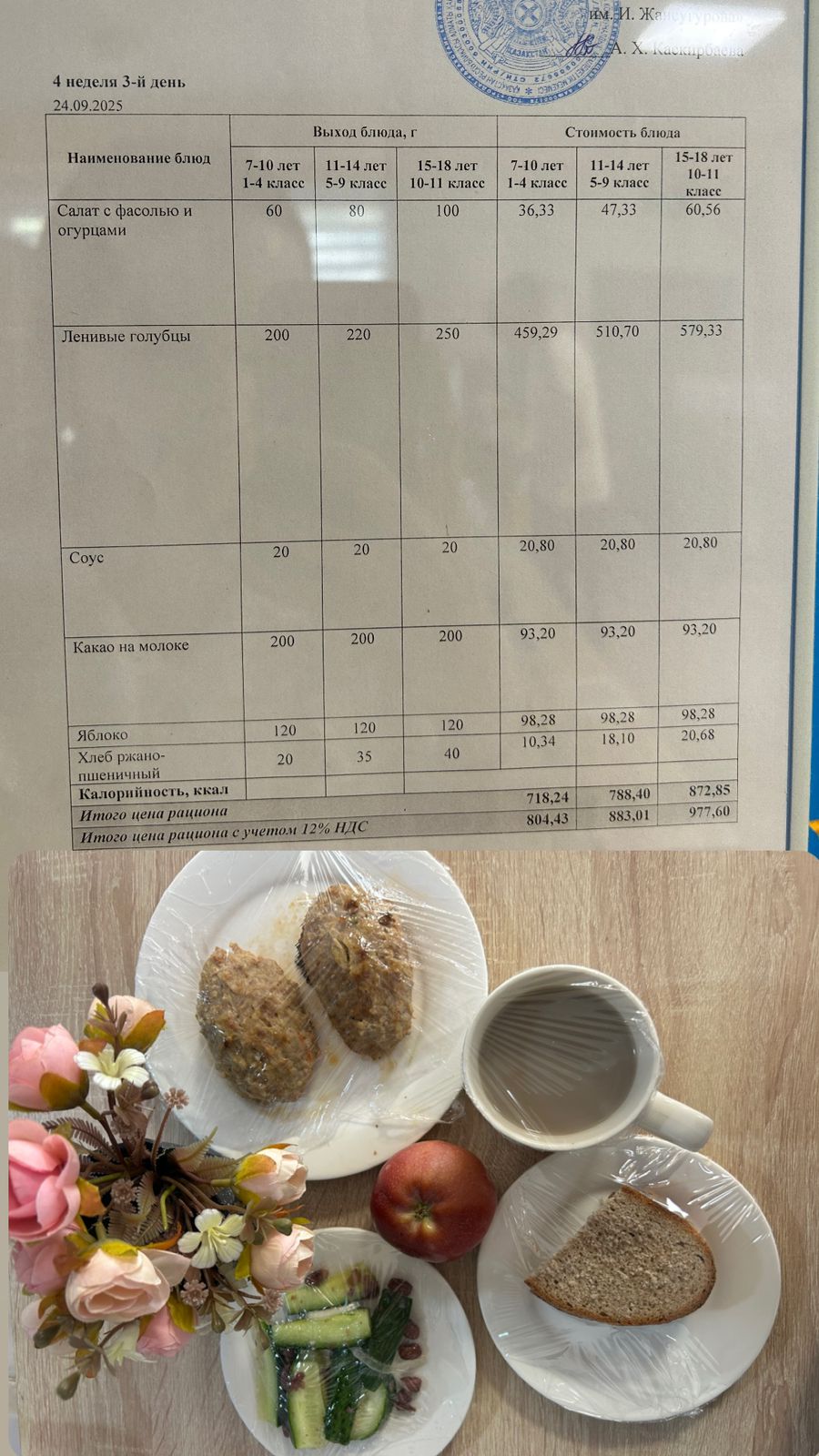 2025 жылдың 24 қыркүйегіне арналған Ас мәзірі