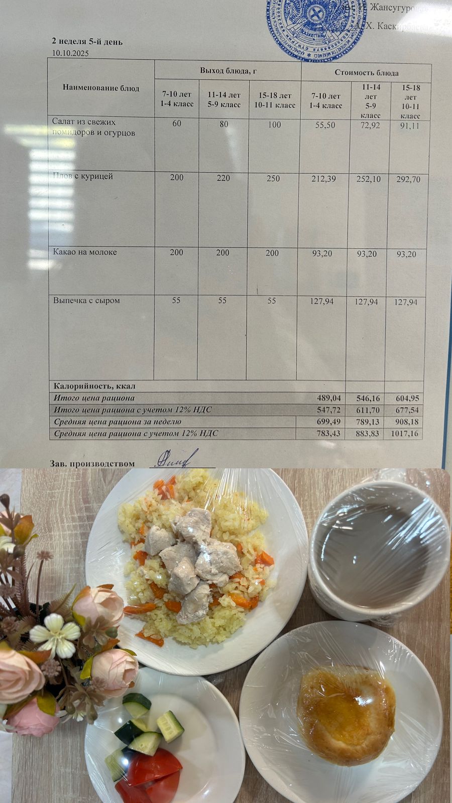 2025 жылдың 10 қазанға арналған Ас мәзірі