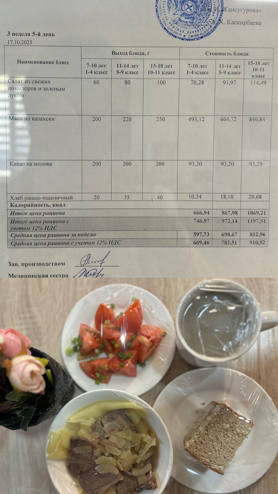 2025 жылдың 17 қазанға арналған Ас мәзірі