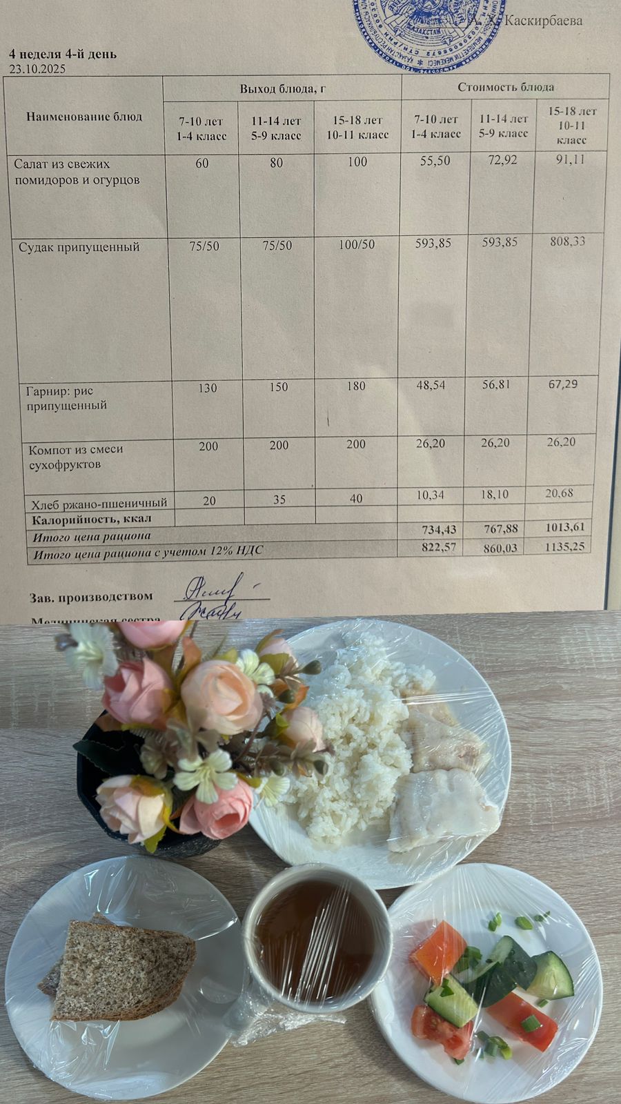 2025 жылдың 23 қазанға арналған Ас мәзірі