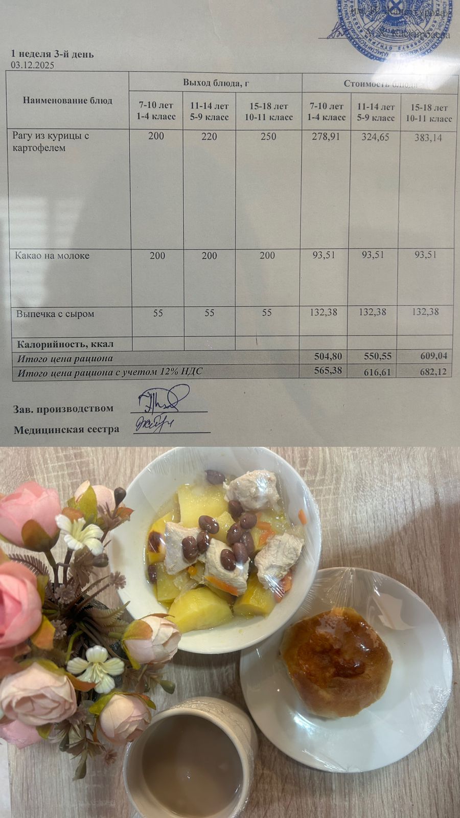 2025 жылдың 3 Желтоқсанына арналған Ас мәзірі