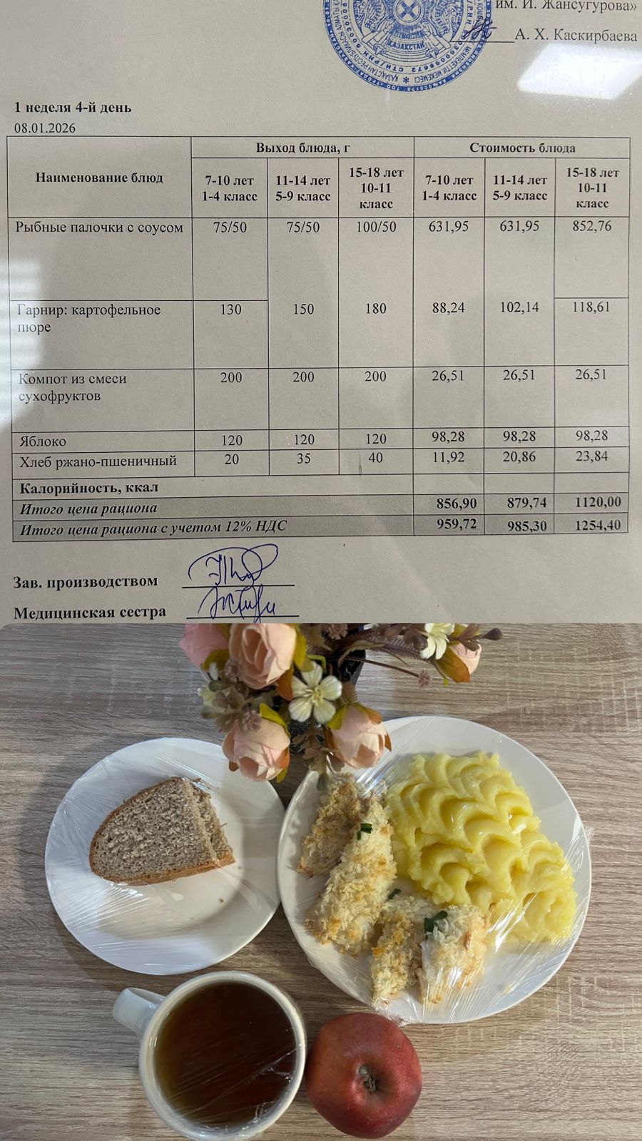 2026 жылдың 08 Қаңтарына арналған Ас мәзірі