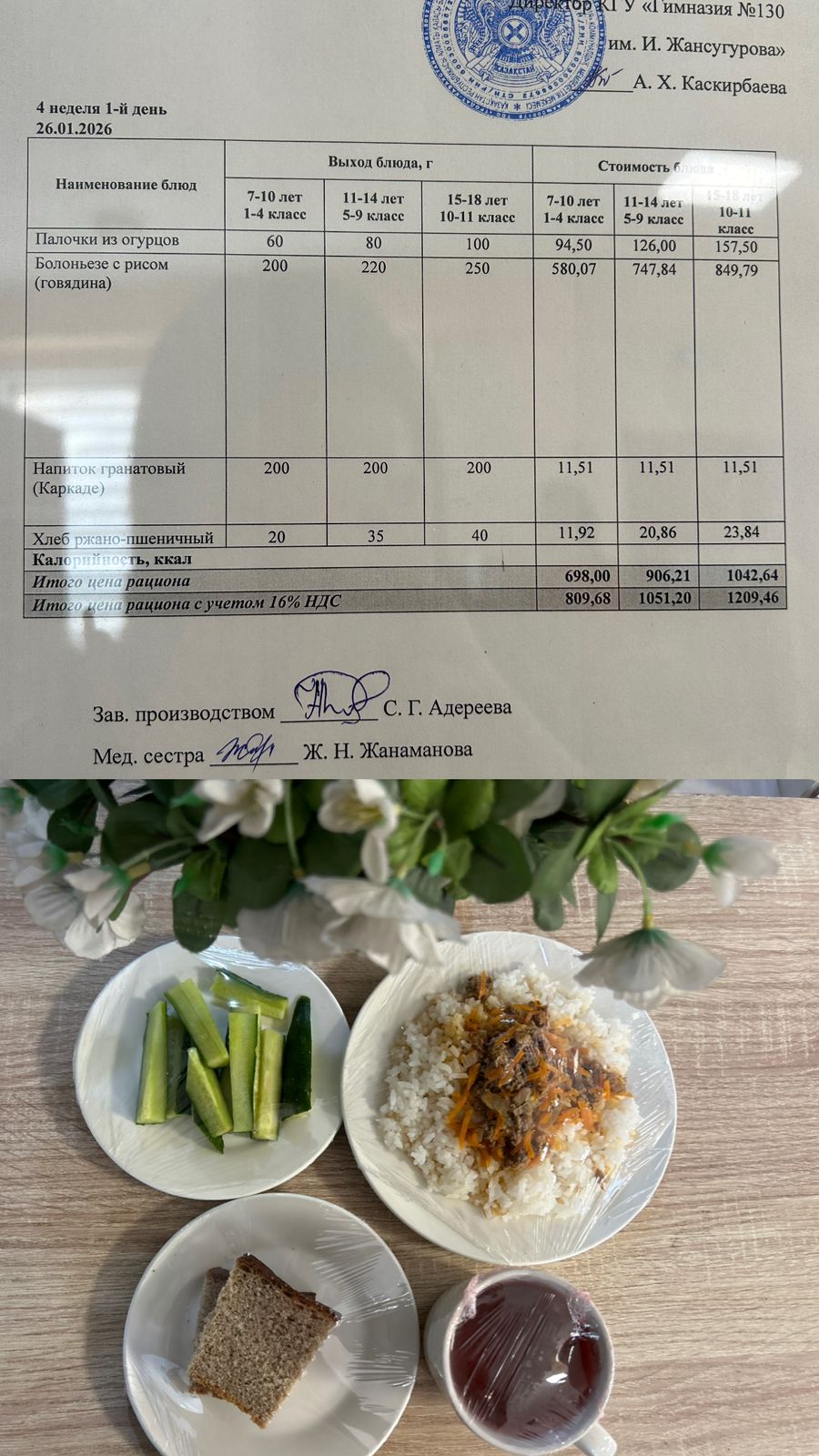 Ас мәзірі 2026 жылдың 26 Қаңтарына арналған Ас мәзірі